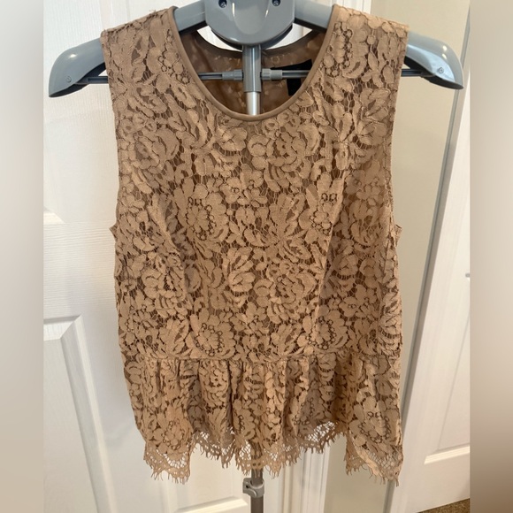 J. Crew Tops - J. Crew Lace Peplum Blouse - Brown